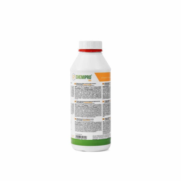 Biała plastikowa butelka z kolorową etykietą